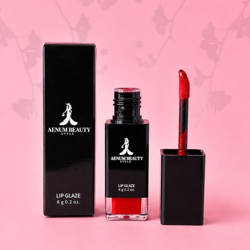 Aenum Beauty Lip Glaze, Velvet Matte. Bold Color. Effortless Wear. Glaze On. Matte Out. Red 12